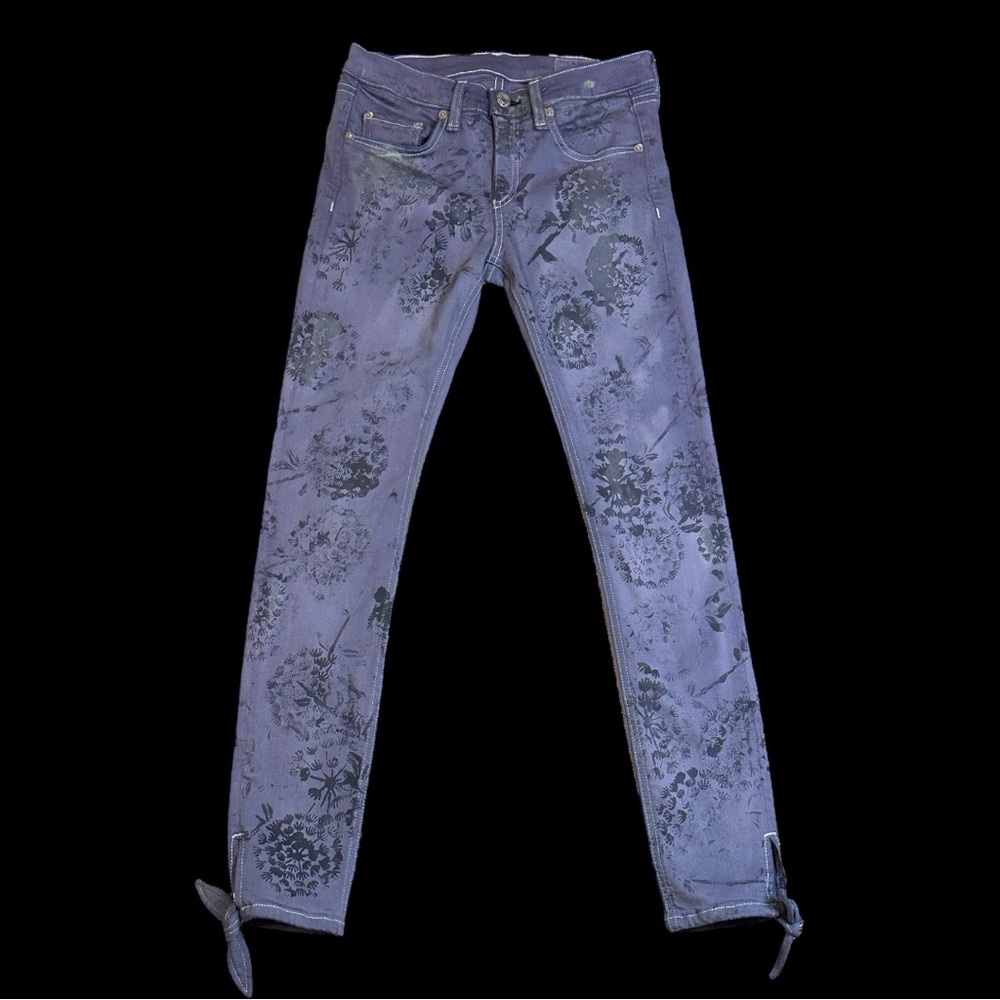 🎉HP🎉 NWT Originally White Skinny Mid Rise Ankle Tie Jeans Now Floral Cyano. 26 - Picture 3 of 9